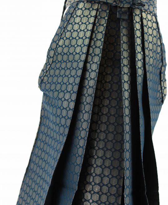 男性用袴単品レンタル(成人式・結婚式・卒業式)深い青緑・金の若松菱柄[身長180cm対応]No.25